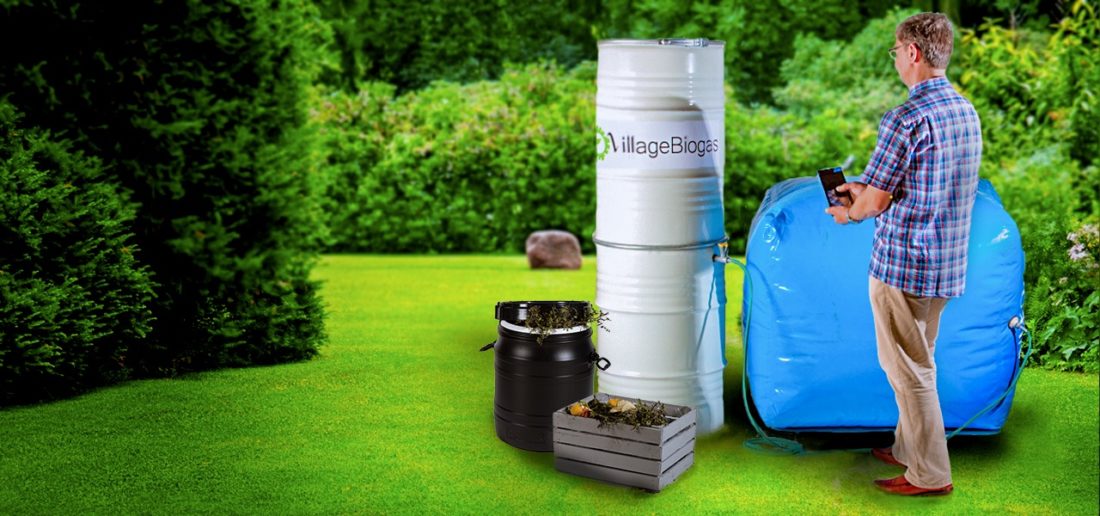 Village-Biogas-Anlage in einem Garten